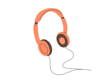 Hand drawn headphones for podcast, game. device soundのイラスト素材