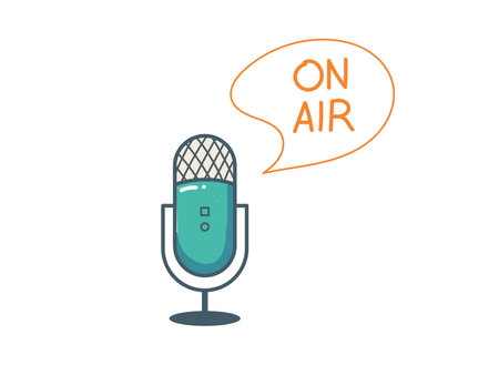 Broadcasting. Microphone and speech bubble with On Air textのイラスト素材