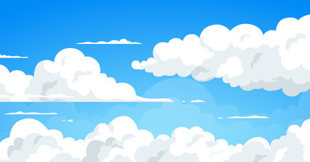 Clouds in A Bright Blue Sky Background, Beautiful cloudscape with fluffy cumulusのイラスト素材