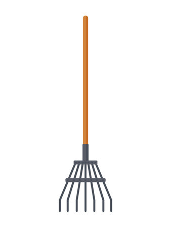 Flat rake stock illustration with wooden handleのイラスト素材