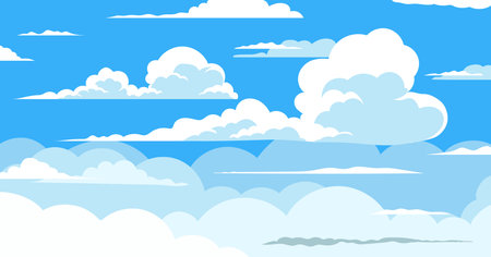 Clouds and blue sky background illustration, nature wallpaperのイラスト素材