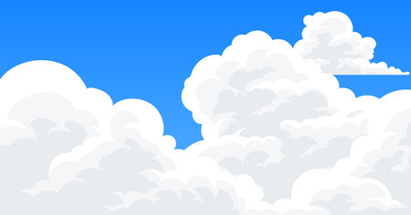 Cloudscape in Bright Blue Sky, summer season outdoorのイラスト素材
