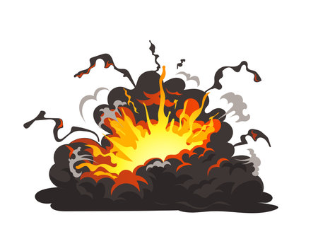 Boom Effect and Smoke Element, cloud bomb explosion illustrationのイラスト素材