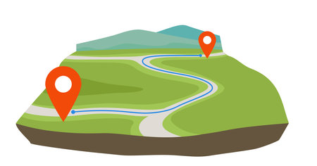 Land map, map with pin pointer locationのイラスト素材