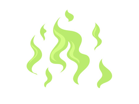 Smelly smoke icon, stink clouds, nasty odor green fumes poison gasのイラスト素材
