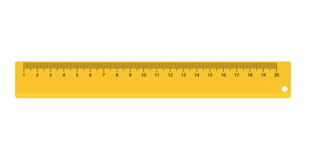 Yellow plastic ruler icon, measuring tool, tationery signのイラスト素材