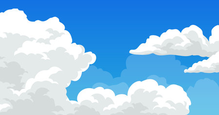 Panoramic of the sky with giant cumulonimbus clouds illustrationのイラスト素材