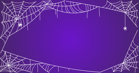 Halloween spider web framed background, spooky insect netのイラスト素材