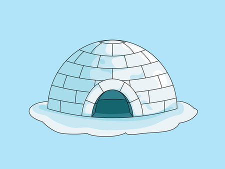 Traditional Igloo, igloo house made of ice blocks, eskimo, winter shelterのイラスト素材