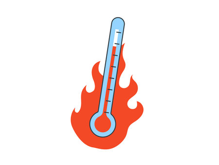 Mercury thermometer on fire, hot temperature