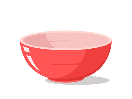 Ceramic bowl, red bowl for cooking illustrationのイラスト素材