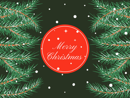 Merry christmasswith with pine branch decoration backgroundのイラスト素材
