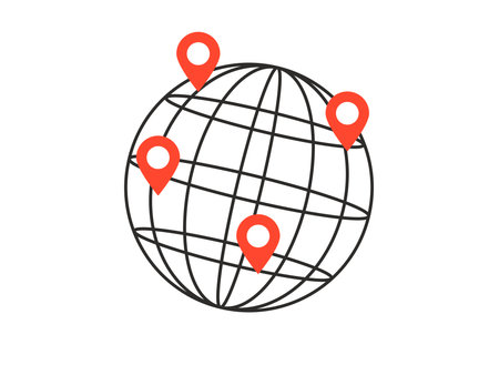 Globe with GPS location pointer icon, navigation conceptのイラスト素材