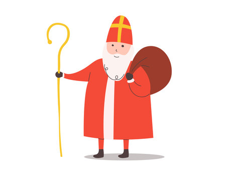 Sinterklaas character, Sinterklaas or Saint Nicholas with giftのイラスト素材