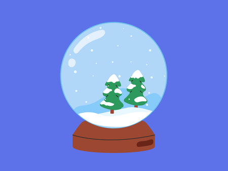 Snow globe with Christmas tree inside, snow ballのイラスト素材