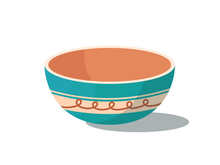 Ceramic bowl, bowl with line art ornamentsのイラスト素材