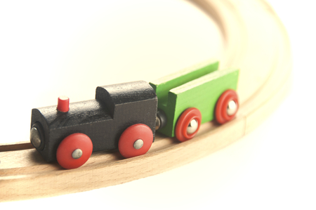 Wooden toy train setupの写真素材