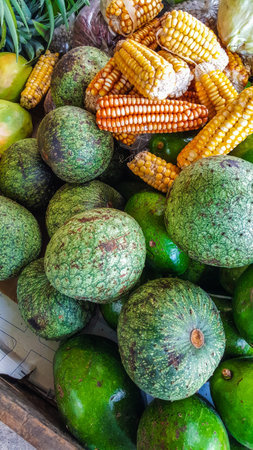 Jamaican fruit mountain soursop and some corn