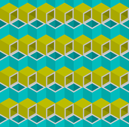 Blue and green cubes pattern background vector.のイラスト素材