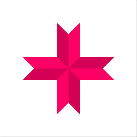 Pink cross symbol on white background vector.のイラスト素材