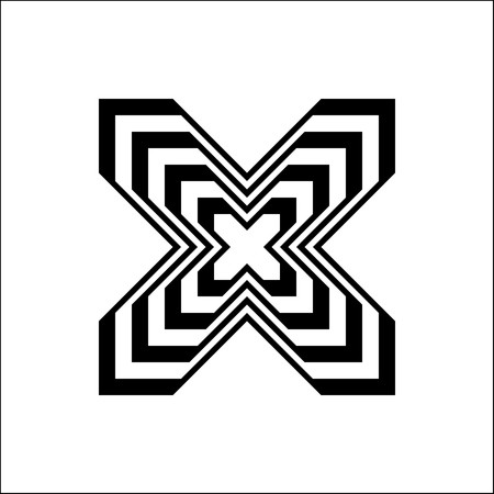 Black and white X cross symbol on white background vector.のイラスト素材