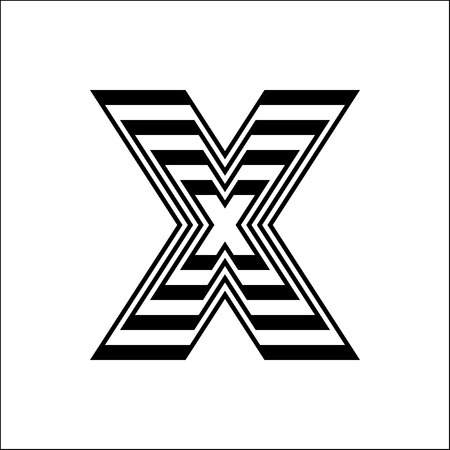 Black and white X alphabet on white background vector.のイラスト素材