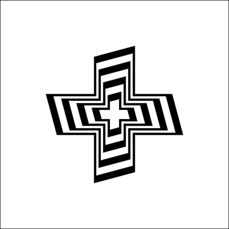 Black and white plus symbol on white background vector.のイラスト素材