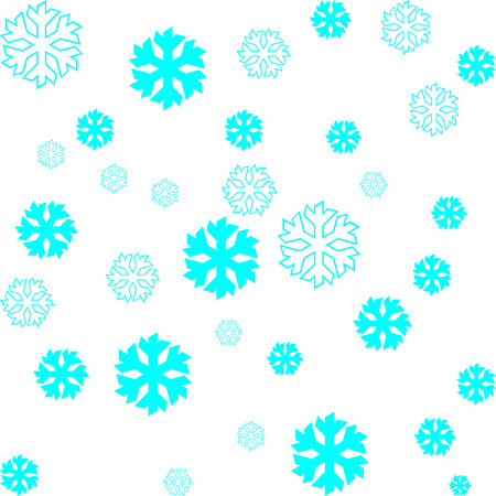 Blue snowflakes symbol pattern on white background vector.のイラスト素材