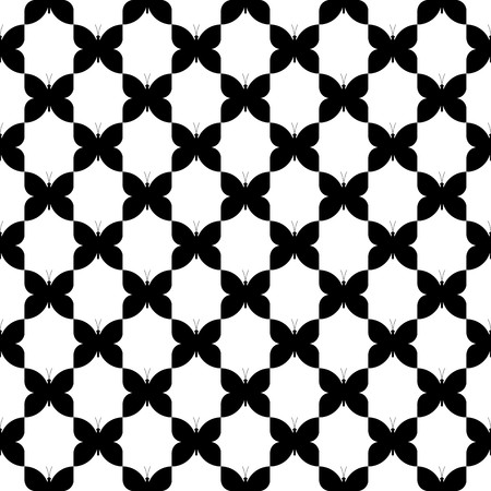 Black butterfly pattern on white background vector.のイラスト素材