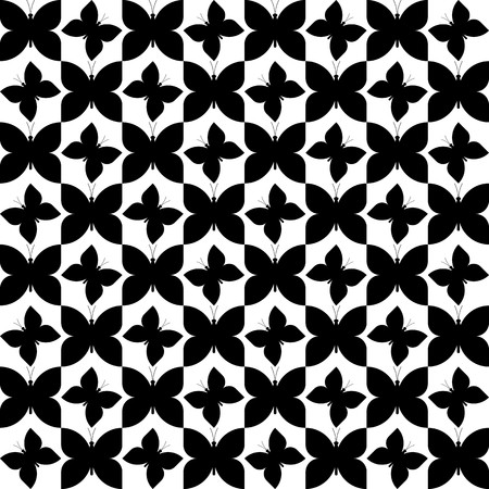 Black butterfly pattern on white background vector.のイラスト素材