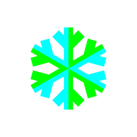 Blue and green snowflake symbol on white background vector.のイラスト素材