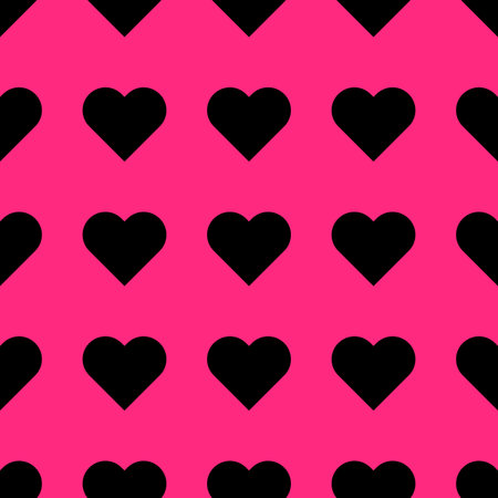 Black hearts symbol pattern on pink background vector.
