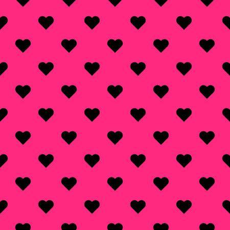 Black hearts symbol pattern on pink background vector.