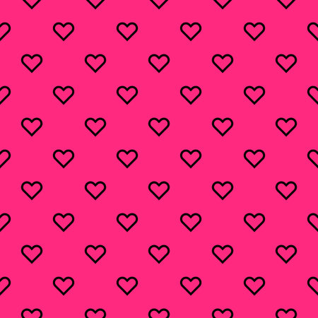 Black hearts symbol pattern on pink background vector.