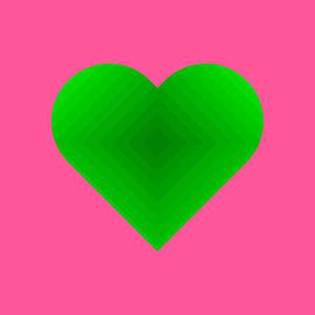Green square pattern on heart symbol vector.のイラスト素材