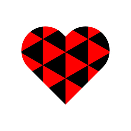 Red and black triangle pattern on heart symbol vector.のイラスト素材