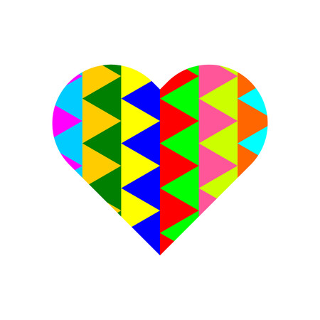 Multi-color triangle pattern on heart symbol vector.のイラスト素材