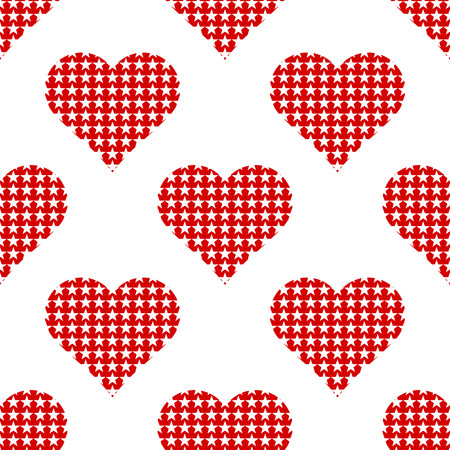 Red hearts symbol pattern on white background vector.のイラスト素材