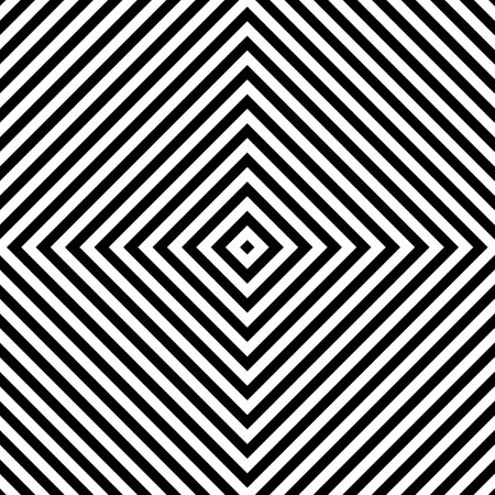 Black and white square stripes seamless pattern. Hypnotic diagonal lines background. Vector illustration for web, print and design. Abstract monochrome background.のイラスト素材
