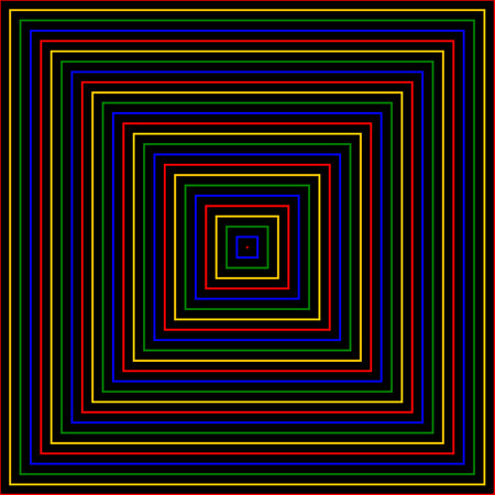 Rainbow square lines seamless pattern on black background. Hypnotic horizontal with vertical stripes pattern. Vector illustration for web, print and design.のイラスト素材