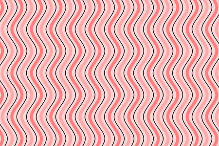 Vertical water wave lines repeating pattern. Black geometric wavy stripes fabric pattern on white background vector. Abstract optical illusion curve strips.のイラスト素材