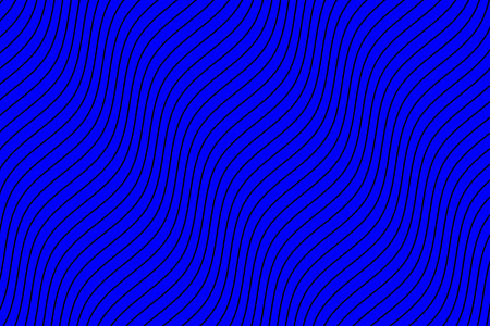 Black dynamic motion wave lines fabric pattern on blue background vector. Futuristic diagonal water wavy stripes art repeating pattern. Abstract optical illusion curve strips.のイラスト素材
