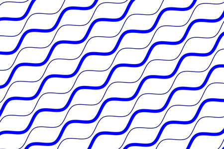 Blue and navy blue dynamic motion wave lines fabric pattern on white background vector. Futuristic...
