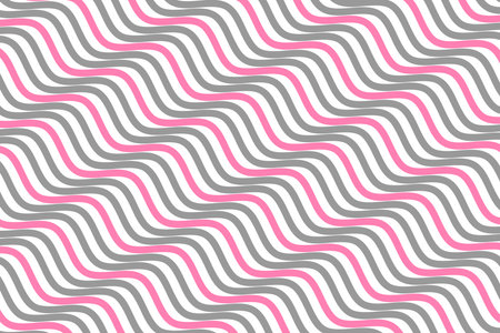 Pastel pink and grey dynamic motion wave stripe fabric pattern on white background vector. Futuristic diagonal water wavy lines art pattern. Abstract optical illusion curve strips.のイラスト素材