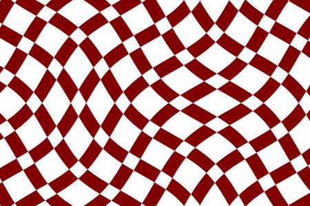 Maroon and white checkered flag background vector illustration. Wavy tartan plaid fabric pattern. Abstract geometric shapes. Wave stripes ethnic pattern.のイラスト素材