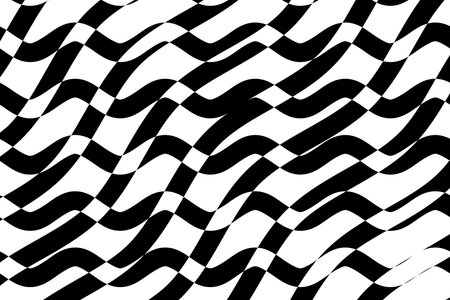 Abstract geometric shapes background vector illustration. Black and white wave stripes fabric pattern. Wavy, waving, billowy and undulating strips ethnic pattern.のイラスト素材