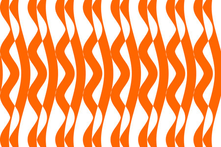 Abstract geometric shapes background vector illustration. Orange and white wave stripes fabric pattern. Wavy, waving, billowy and undulating strips ethnic pattern.のイラスト素材