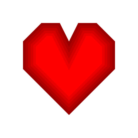 Red heart icon 3d. Diamond shape logo symbol illustration vector isolated on white background.のイラスト素材