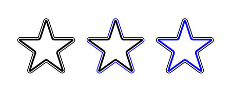 Black and blue star shape line icons set vector. Collection of Christmas stars logo illustration...