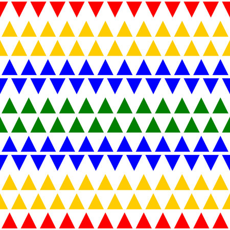Colorful triangle zigzag seamless pattern on white background vector illustration. Simple geometric...